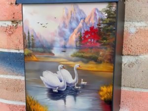 Swan Family on the Lake Colonial Mailbox Cover