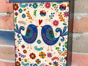 Cute Folklore Birds and Flowers Colonial Mailbox Cover