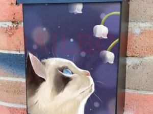 Cute Cat and Lilies of the Valley Colonial Mailbox Cover