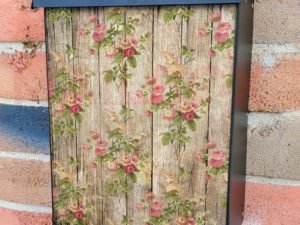 Flowers on Wood Background #2 Colonial Mailbox Cover