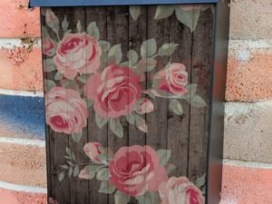 Flowers on Wood Background #3 Colonial Mailbox Cover