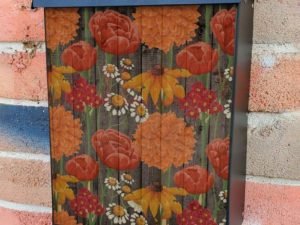 Flowers on Wood Background #7 Colonial Mailbox Cover