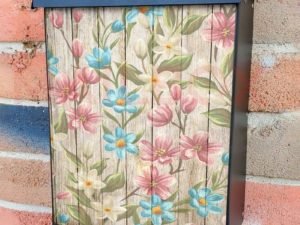 Flowers on Wood Background #11 Colonial Mailbox Cover