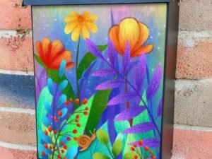 Cute Garden Flowers with a Snail Colonial Mailbox Cover