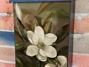 Delicate White Magnolias Colonial Mailbox Cover