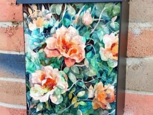 Rose Bush in the Garden Colonial Mailbox Cover