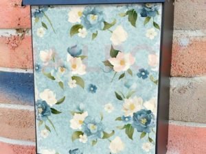 White and Blue Flowers #2 Colonial Mailbox Cover