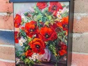 Summer Poppies in a Vase Colonial Mailbox Cover
