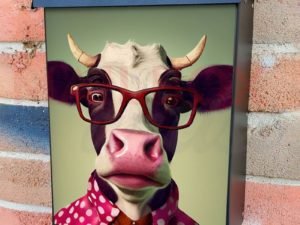 Cow in Eyeglasses #4 Colonial Mailbox Cover