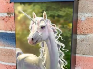 Cute White Unicorn Colonial Mailbox Cover