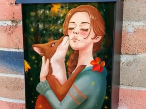 Beautiful Forest Fairy with a Fox Colonial Mailbox Cover