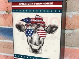 American Farmhouse Cow Colonial Mailbox Cover