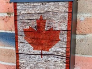 Painted on Wood Canadian Flag Design Colonial Mailbox Cover