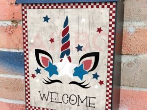 Cute American Patriot Unicorn Colonial Mailbox Cover