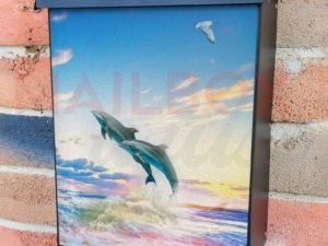 Happy Dolphin Couple Colonial Mailbox Cover