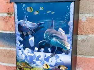 Dolphins Breaking Through the Wall Colonial Mailbox Cover