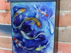 Japanese Koi Fish in a Pond Colonial Mailbox Cover