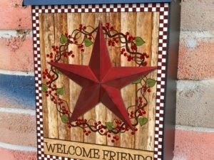 Red Prim Barn Star and Wreath Colonial Mailbox Cover