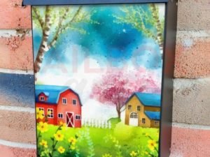 Cute Country Farmhouse and Barn Colonial Mailbox Cover