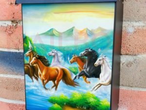 Beautiful Running Summer Horses Colonial Mailbox Cover