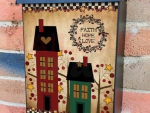 Saltbox Houses and Pip Berry Trees Colonial Mailbox Cover