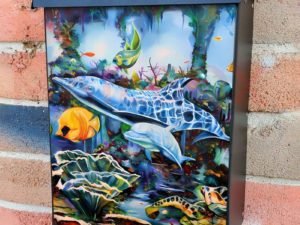 Underwater Dolphins and Fish Colonial Mailbox Cover