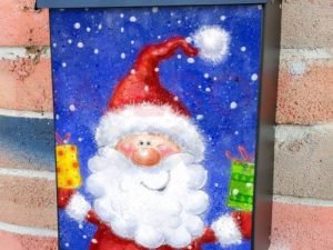 Adorable Santa with Gifts Colonial Mailbox Cover