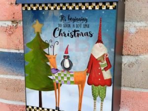 Country Santa, Penguin and Rudolph Colonial Mailbox Cover