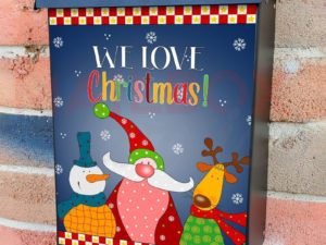 Santa, Snowman and Rudolph Colonial Mailbox Cover