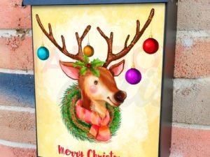 Rudolph the Reindeer and Christmas Wreath Colonial Mailbox Cover