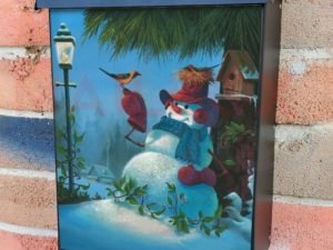 Cute Snowman with Birds Colonial Mailbox Cover