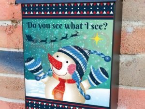 Cute Snowman Waiting for Santa Colonial Mailbox Cover