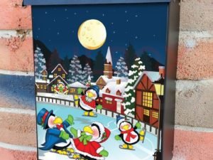 Winter Penguin Village Colonial Mailbox Cover