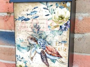 Vintage Turtle and Flowers Colonial Mailbox Cover