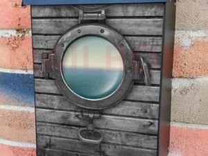 Peaceful View Through a Ship Porthole Colonial Mailbox Cover