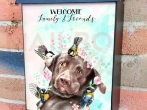 Funny Dog with Birds Colonial Mailbox Cover