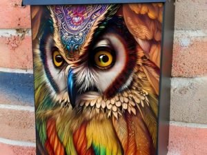 Fantasy Rainbow Owl Colonial Mailbox Cover