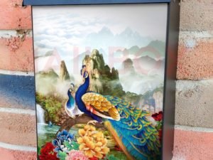 Chinese Traditional Colorful Peacocks #2 Colonial Mailbox Cover