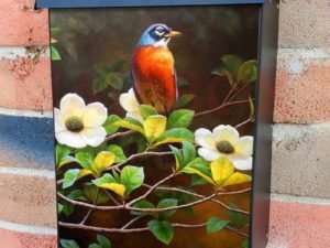 Pretty Bird on a Blooming Tree Colonial Mailbox Cover