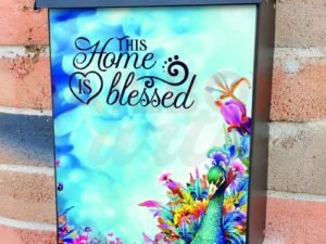 Beautiful Peacock and a Flowers Colonial Mailbox Cover