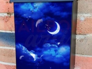 Midnight Moon Cranes Colonial Mailbox Cover