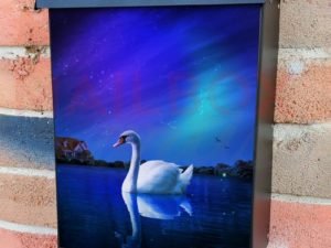 Midnight Swan Colonial Mailbox Cover