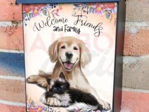 Cute Puppy and Kitten Colonial Mailbox Cover