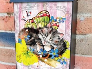 Cute Sleeping Angel Kitten Colonial Mailbox Cover