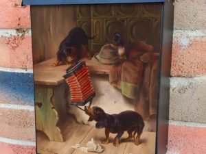 How it Will End by L. Riedler Hunde Colonial Mailbox Cover