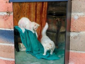 Cats Playing by Arthur Heyer Colonial Mailbox Cover