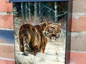 Beautiful Winter Tiger Colonial Mailbox Cover