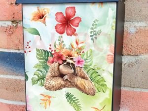 Cute Sloth with Hibiscus Flowers Colonial Mailbox Cover