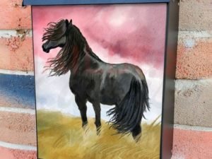 Beautiful Black Stallion Colonial Mailbox Cover