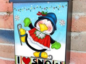 Cute Skating Penguin Boy #2 Colonial Mailbox Cover